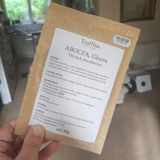 Ghana 70% dark chocolate bar (organic & fair trade)
