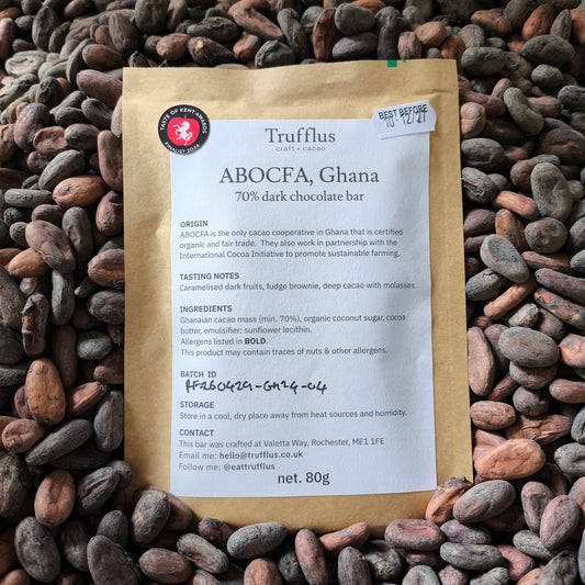Ghana 70% dark chocolate bar (organic & fair trade)
